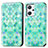 Custodia Portafoglio In Pelle Fantasia Modello Cover con Supporto S02D per Oppo Reno7 A Verde