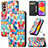 Custodia Portafoglio In Pelle Fantasia Modello Cover con Supporto S02D per Samsung Galaxy M13 4G