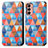 Custodia Portafoglio In Pelle Fantasia Modello Cover con Supporto S02D per Samsung Galaxy M13 4G Marrone