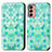 Custodia Portafoglio In Pelle Fantasia Modello Cover con Supporto S02D per Samsung Galaxy M13 4G Verde