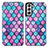 Custodia Portafoglio In Pelle Fantasia Modello Cover con Supporto S02D per Samsung Galaxy S21 5G Viola