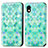 Custodia Portafoglio In Pelle Fantasia Modello Cover con Supporto S02D per Sony Xperia Ace III Verde