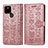 Custodia Portafoglio In Pelle Fantasia Modello Cover con Supporto S03D per Google Pixel 5 Oro Rosa