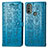 Custodia Portafoglio In Pelle Fantasia Modello Cover con Supporto S03D per Motorola Moto E20 Blu