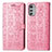 Custodia Portafoglio In Pelle Fantasia Modello Cover con Supporto S03D per Motorola Moto E32 Rosa