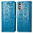 Custodia Portafoglio In Pelle Fantasia Modello Cover con Supporto S03D per Motorola Moto E32s Blu