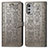 Custodia Portafoglio In Pelle Fantasia Modello Cover con Supporto S03D per Motorola Moto E32s Grigio