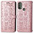 Custodia Portafoglio In Pelle Fantasia Modello Cover con Supporto S03D per Motorola Moto E40 Oro Rosa