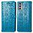 Custodia Portafoglio In Pelle Fantasia Modello Cover con Supporto S03D per Motorola Moto Edge 20 5G Blu