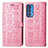 Custodia Portafoglio In Pelle Fantasia Modello Cover con Supporto S03D per Motorola Moto Edge 20 Pro 5G Rosa