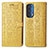 Custodia Portafoglio In Pelle Fantasia Modello Cover con Supporto S03D per Motorola Moto Edge (2021) 5G Giallo