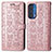 Custodia Portafoglio In Pelle Fantasia Modello Cover con Supporto S03D per Motorola Moto Edge (2021) 5G Oro Rosa