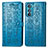 Custodia Portafoglio In Pelle Fantasia Modello Cover con Supporto S03D per Motorola Moto Edge 30 5G Blu