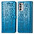 Custodia Portafoglio In Pelle Fantasia Modello Cover con Supporto S03D per Motorola Moto G52j 5G Blu