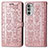 Custodia Portafoglio In Pelle Fantasia Modello Cover con Supporto S03D per Motorola Moto G52j 5G Oro Rosa