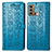 Custodia Portafoglio In Pelle Fantasia Modello Cover con Supporto S03D per Motorola Moto G60 Blu