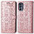 Custodia Portafoglio In Pelle Fantasia Modello Cover con Supporto S03D per Motorola Moto G62 5G Oro Rosa