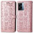 Custodia Portafoglio In Pelle Fantasia Modello Cover con Supporto S03D per Oppo A56S 5G Oro Rosa