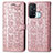 Custodia Portafoglio In Pelle Fantasia Modello Cover con Supporto S03D per Oppo Reno5 A Oro Rosa