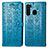 Custodia Portafoglio In Pelle Fantasia Modello Cover con Supporto S03D per Samsung Galaxy A21 Blu
