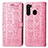Custodia Portafoglio In Pelle Fantasia Modello Cover con Supporto S03D per Samsung Galaxy A21 Oro Rosa