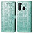 Custodia Portafoglio In Pelle Fantasia Modello Cover con Supporto S03D per Samsung Galaxy A21 Verde