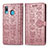 Custodia Portafoglio In Pelle Fantasia Modello Cover con Supporto S03D per Samsung Galaxy A30 Rosa