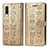 Custodia Portafoglio In Pelle Fantasia Modello Cover con Supporto S03D per Samsung Galaxy A70 Oro