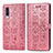 Custodia Portafoglio In Pelle Fantasia Modello Cover con Supporto S03D per Samsung Galaxy A70 Oro Rosa