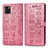 Custodia Portafoglio In Pelle Fantasia Modello Cover con Supporto S03D per Samsung Galaxy A81 Oro Rosa