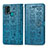 Custodia Portafoglio In Pelle Fantasia Modello Cover con Supporto S03D per Samsung Galaxy F41 Blu