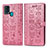 Custodia Portafoglio In Pelle Fantasia Modello Cover con Supporto S03D per Samsung Galaxy F41 Oro Rosa