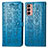Custodia Portafoglio In Pelle Fantasia Modello Cover con Supporto S03D per Samsung Galaxy M13 4G Blu