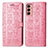 Custodia Portafoglio In Pelle Fantasia Modello Cover con Supporto S03D per Samsung Galaxy M13 4G Oro Rosa