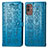 Custodia Portafoglio In Pelle Fantasia Modello Cover con Supporto S03D per Samsung Galaxy M13 5G Blu