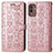 Custodia Portafoglio In Pelle Fantasia Modello Cover con Supporto S03D per Samsung Galaxy M13 5G Rosa