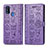 Custodia Portafoglio In Pelle Fantasia Modello Cover con Supporto S03D per Samsung Galaxy M21 Viola