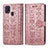 Custodia Portafoglio In Pelle Fantasia Modello Cover con Supporto S03D per Samsung Galaxy M21s Rosa