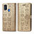 Custodia Portafoglio In Pelle Fantasia Modello Cover con Supporto S03D per Samsung Galaxy M30s Oro