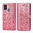 Custodia Portafoglio In Pelle Fantasia Modello Cover con Supporto S03D per Samsung Galaxy M30s Oro Rosa