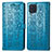 Custodia Portafoglio In Pelle Fantasia Modello Cover con Supporto S03D per Samsung Galaxy M32 4G Blu