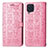 Custodia Portafoglio In Pelle Fantasia Modello Cover con Supporto S03D per Samsung Galaxy M32 4G Oro Rosa