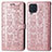 Custodia Portafoglio In Pelle Fantasia Modello Cover con Supporto S03D per Samsung Galaxy M32 4G Rosa