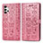 Custodia Portafoglio In Pelle Fantasia Modello Cover con Supporto S03D per Samsung Galaxy M32 5G Oro Rosa