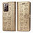 Custodia Portafoglio In Pelle Fantasia Modello Cover con Supporto S03D per Samsung Galaxy Note 20 Ultra 5G Oro