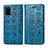Custodia Portafoglio In Pelle Fantasia Modello Cover con Supporto S03D per Samsung Galaxy S20 Plus 5G Blu