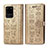 Custodia Portafoglio In Pelle Fantasia Modello Cover con Supporto S03D per Samsung Galaxy S20 Ultra 5G Oro