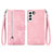 Custodia Portafoglio In Pelle Fantasia Modello Cover con Supporto S03D per Samsung Galaxy S21 5G Oro Rosa