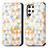 Custodia Portafoglio In Pelle Fantasia Modello Cover con Supporto S03D per Samsung Galaxy S21 Ultra 5G Bianco