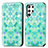 Custodia Portafoglio In Pelle Fantasia Modello Cover con Supporto S03D per Samsung Galaxy S21 Ultra 5G Verde